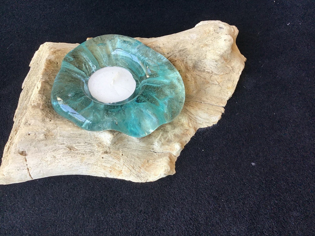 Hand Blown Glass Candle Holder ~ Single